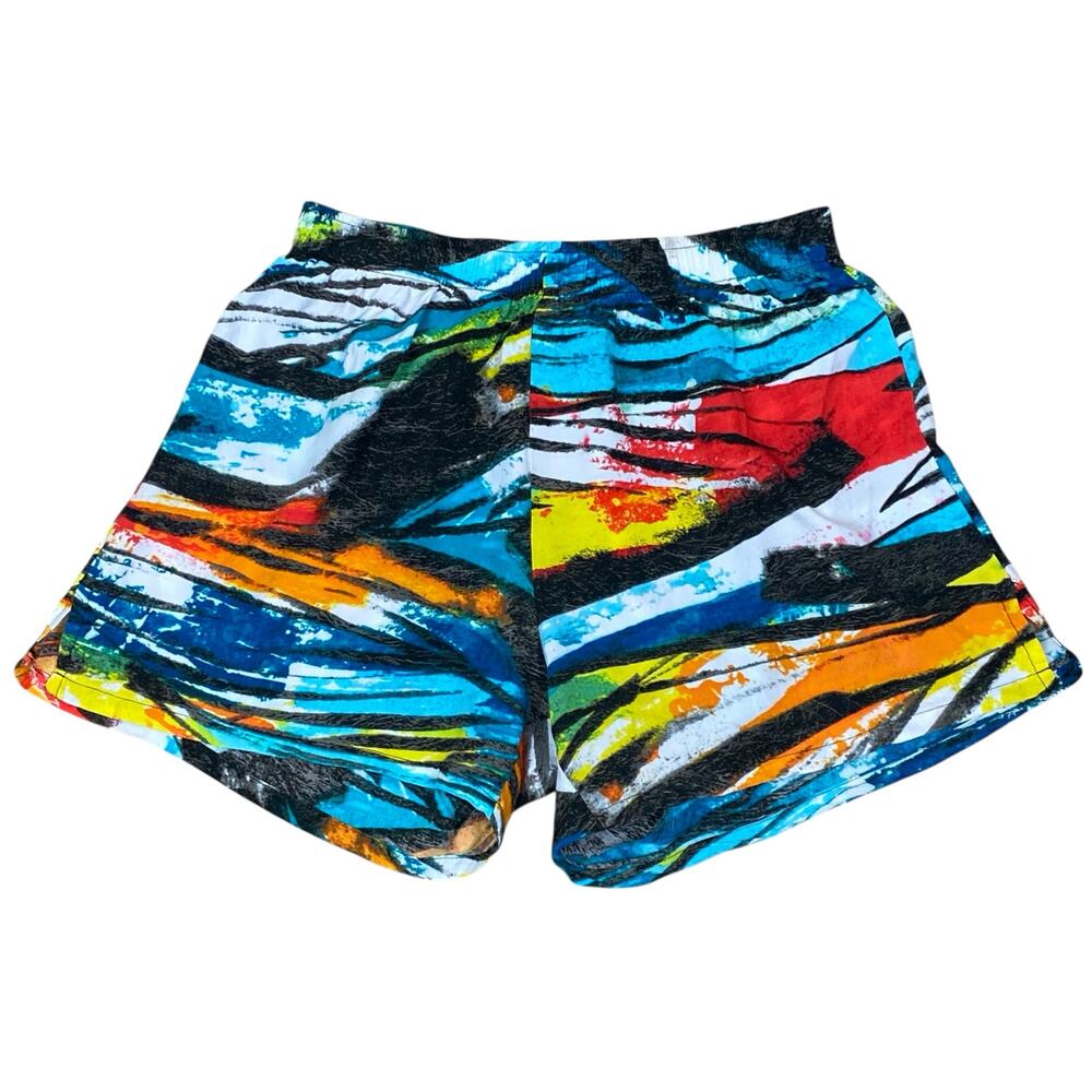 Jams World Beach Shorts Size M Colorful Abstract Rayon Resort Cruise